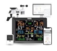 Raddy WF-100C Station météo avec capteur extérieur sans fil, thermomètre intérieur extérieur WiFi 14 en 1 avec écran couleur numérique de 8 pouces, anémomètre, pluviomètre, capteur solaire