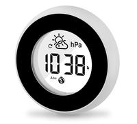 Raddy WT-2 Thermomètre de Fenêtre avec Pression Barométrique et Prévisions Météo, Moniteur de Température Intérieur Extérieur Magnétique, Écran LCD Transparent, Alimenté par Piles pour Serre (Blanc)