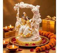 Radha Krishna Statue Radha Krishna Murti Idol Figurine Hindu Wedding Gifts | 6.7"H Hindu Radha Krishna Couple Figurine for Home Mandir Altar Pooja Room Spiritual Decor Diwali Pooja Item Diwali Puja Gift