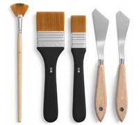 RadianceBiz 5 Pièces Couteaux à Palette Artiste Ensemble Pinceaux Outils Peinture Nylon Souple Métal Flexible Contrôle Précis pour Textures et Mélanges Convient aux Débutants Étudiants Atelier