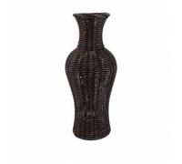 RadianceBiz Vase en Bandes Rotin PP Tissées à la Main Naturel Vase à Col Étroit Corps Étiré Bohémien pr Intérieurs Traditionnels, Décoration D'entrée, Brun Foncé
