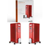 Radiateur à bain d'huile - LIVOO - Digital Vintage Rouge - 2000W - 9 colonnes - Télécommande incluse