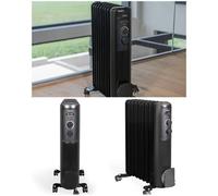 Radiateur à bain d'huile - LIVOO - Noir - 2000W - 9 colonnes - Thermostat réglable