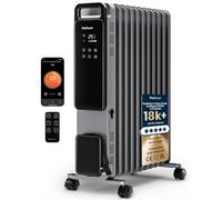 Radiateur à bain d'huile Pro Breeze 2500 W à 11 ailettes, chauffage électrique intelligent - Radiateur à bain d'huile écoénergétique, 3 niveaux de chauffage, thermostat réglable, Wi-Fi, minuterie 24 h