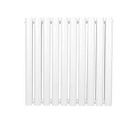Radiateur à Colonne Ovale 600mm x 600mm, Chauffage Moderne Horizontal à Tube Ovale en Acier au Carbone Blanc Brillant, Cuisine Salon Salle de Bain [Brosse, Attaches Murales & Supports INCLUS]