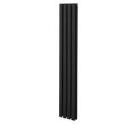 Radiateur à Colonne Ovale 1600mm x 240mm, Chauffage Moderne Vertical à Tube Ovale en Acier au Carbone Noir Mat, Cuisine Salon Salle de Bain [Brosse, Attaches Murales & Supports INCLUS]