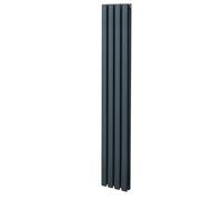 Radiateur à Colonne Ovale 1600mm x 240mm, Chauffage Moderne Vertical à Tube Ovale en Acier au Carbone Gris Anthracite Mat, Cuisine Salon Salle de Bain [Brosse, Attaches Murales & Supports INCLUS]
