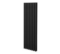 Radiateur à Colonne Ovale 1600mm x 480mm, Chauffage Moderne Vertical à Tube Ovale en Acier au Carbone Noir Mat, Cuisine Salon Salle de Bain [Brosse, Attaches Murales & Supports INCLUS]