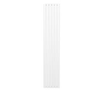 Radiateur à Colonne Ovale 1800mm x 360mm, Chauffage Moderne Vertical à Tube Ovale en Acier au Carbone Blanc Brillant, Cuisine Salon Salle de Bain [Brosse, Attaches Murales & Supports INCLUS]