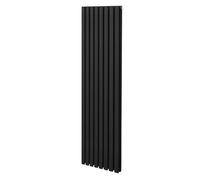 Radiateur à Colonne Ovale 1800mm x 480mm, Chauffage Moderne Vertical à Tube Ovale en Acier au Carbone Noir Mat, Cuisine Salon Salle de Bain [Brosse, Attaches Murales & Supports INCLUS]