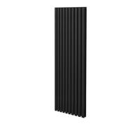 Radiateur à Colonne Ovale 1800mm x 600mm, Chauffage Moderne Vertical à Tube Ovale en Acier au Carbone Noir Mat, Cuisine Salon Salle de Bain [Brosse, Attaches Murales & Supports INCLUS]