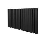 Radiateur à Colonne Ovale 600mm x 1020mm, Chauffage Moderne Horizontal à Tube Ovale en Acier au Carbone Noir Mat, Cuisine Salon Salle de Bain [Brosse, Attaches Murales & Supports INCLUS]