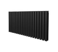 Radiateur à Colonne Ovale 600mm x 1200mm, Chauffage Moderne Horizontal à Tube Ovale en Acier au Carbone Noir Mat, Cuisine Salon Salle de Bain [Brosse, Attaches Murales & Supports INCLUS]