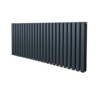 Radiateur à Colonne Ovale 600mm x 1440mm, Chauffage Moderne Horizontal à Tube Ovale en Acier au Carbone Gris Anthracite Mat, Cuisine Salon Salle de Bain [Brosse, Attaches Murales & Supports INCLUS]