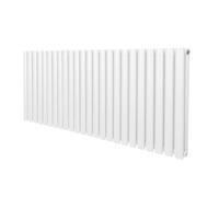 Radiateur à Colonne Ovale 600mm x 1440mm, Chauffage Moderne Horizontal à Tube Ovale en Acier au Carbone Blanc Brillant, Cuisine Salon Salle de Bain [Brosse, Attaches Murales & Supports INCLUS]