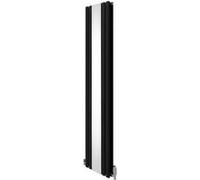 Radiateur à Colonne Ovale avec Miroir & Valves - 1800mm x 380mm - Noir Noir G