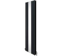 Radiateur à Colonne Ovale avec Miroir & Valves - 1800mm x 500mm - Gris Anthracite Gris G
