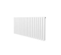 Radiateur à Colonne Ovale 600mm x 1200mm, Chauffage Moderne Horizontal à Tube Ovale en Acier au Carbone Blanc Brillant, Cuisine Salon Salle de Bain [Brosse, Attaches Murales & Supports INCLUS]