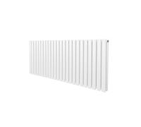 Radiateur à Colonne Ovale 600mm x 1440mm, Chauffage Moderne Horizontal à Tube Ovale en Acier au Carbone Blanc Brillant, Cuisine Salon Salle de Bain [Brosse, Attaches Murales & Supports INCLUS]