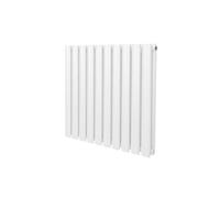 Radiateur à Colonne Ovale 600mm x 600mm, Chauffage Moderne Horizontal à Tube Ovale en Acier au Carbone Blanc Brillant, Cuisine Salon Salle de Bain [Brosse, Attaches Murales & Supports INCLUS]