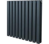 Radiateur à Colonne Ovale Chauffage Horizontal Gris Anthracite 600mm x 600mm Gris G