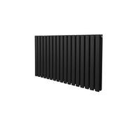 Radiateur à Colonne Ovale 600mm x 1020mm, Chauffage Moderne Horizontal à Tube Ovale en Acier au Carbone Noir Mat, Cuisine Salon Salle de Bain [Brosse, Attaches Murales & Supports INCLUS]