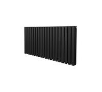 Radiateur à Colonne Ovale 600mm x 1200mm, Chauffage Moderne Horizontal à Tube Ovale en Acier au Carbone Noir Mat, Cuisine Salon Salle de Bain [Brosse, Attaches Murales & Supports INCLUS]