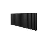 Radiateur à Colonne Ovale 600mm x 1440mm, Chauffage Moderne Horizontal à Tube Ovale en Acier au Carbone Noir Mat, Cuisine Salon Salle de Bain [Brosse, Attaches Murales & Supports INCLUS]