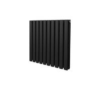 Radiateur à Colonne Ovale 600mm x 600mm, Chauffage Moderne Horizontal à Tube Ovale en Acier au Carbone Noir Mat, Cuisine Salon Salle de Bain [Brosse, Attaches Murales & Supports INCLUS]