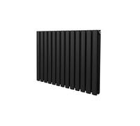 Radiateur à Colonne Ovale 600mm x 780mm, Chauffage Moderne Horizontal à Tube Ovale en Acier au Carbone Noir Mat, Cuisine Salon Salle de Bain [Brosse, Attaches Murales & Supports INCLUS]