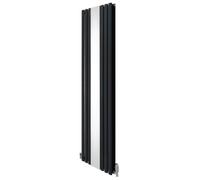 Radiateur à Colonne Ovale & Miroir Intégré 1800 x 500mm & Kit Robinet Thermostatique, Acier au Carbone Gris Anthracite Mat, Cuisine Salon Salle de Bain [Brosse, Attaches Murales & Supports INCLUS]