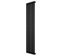 Radiateur à Colonnes Ovales 1 Panneau 1600 x 360 mm en Acier Carbone Noir Chauffage Centrale Moderne Horizontale Monté Sur Mur Cuisine [Brosse de Nettoyage & Supports INCLUSES]