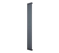 Radiateur à Colonnes Ovales 1 Panneau 1800 x 240 mm en Acier Carbone Gris Anthracite Chauffage Centrale Moderne Horizontale Monté Sur Mur Cuisine [Brosse de Nettoyage & Supports INCLUSES]