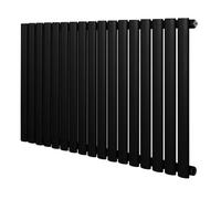 Radiateur à Colonnes Ovales 1 Panneau 600 x 1020 mm en Acier Carbone Noir Chauffage Centrale Moderne Horizontale Monté Sur Mur Cuisine [Brosse de Nettoyage & Supports INCLUSES]