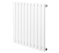 Radiateur à Colonnes Ovales 1 Panneau 600 x 600 mm en Acier Carbone Blanc Chauffage Centrale Moderne Horizontale Monté Sur Mur Cuisine [Brosse de Nettoyage & Supports INCLUSES]
