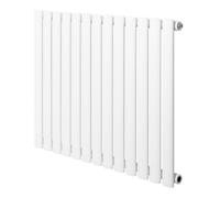 Radiateur à Colonnes Ovales 1 Panneau 600 x 780 mm en Acier Carbone Blanc Chauffage Centrale Moderne Horizontale Monté Sur Mur Cuisine [Brosse de Nettoyage & Supports INCLUSES]