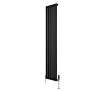 Radiateur à Colonnes Ovales & Vannes 1 Panneau 1800 x 360 mm en Acier Carbone Blanc Chauffage Centrale Moderne Horizontale Monté Sur Mur Cuisine [Brosse de Nettoyage & Supports INCLUSES]
