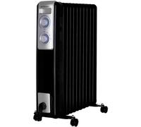 - Radiateur à huile, 11 éléments, 2000 W, éclairage LED, thermostat réglable, enrouleur de câble, roulettes