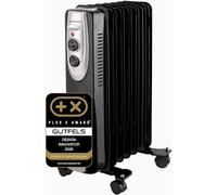 Radiateur à huile de 1500 watts - 7 ailettes, 3 niveaux de chauffage, thermostat | Chauffage à huile avec thermostat réglable en continu, protection contre la surchauffe et enrouleur de câble – Noir