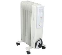 Radiateur à huile de 1500W, électrique, avec thermostat, de couleur blanche, et mobile