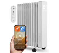 Radiateur à mazout Chauffage électrique 1000W/2500W Termostat WIFI MalTec ProOil2500WB 63cm Blanc Appareil de chauffage 11 ailettes Minuterie Protection contre la surchauffe