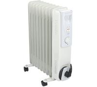 Radiateur Bain D'Huile 2000 W Thermostat Réglable Protection Surchauffe Chauffage Électrique Mobile Pour Chambre Blanc