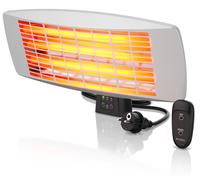 Radiateur Brandson, radiateur infrarouge, radiateur de terrasse avec télécommande et support mural, radiateur, 1 800 W, chaleur immédiate, avec grille de sécurité, inclinable à 25°, pour l'intérieur e