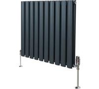 Radiateur Colonne Ovale & Robinet Thermostatique Gris Anthracite 600 x 600mm Gris G