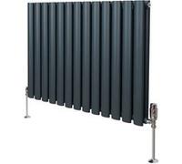 Radiateur Colonne Ovale & Robinet Thermostatique Gris Anthracite 600 x 780mm Gris G