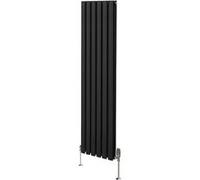 Radiateur Colonne Ovale & Robinet Thermostatique Noir 1600 x 360mm Noir G