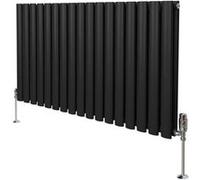 Radiateur Colonne Ovale & Robinet Thermostatique Noir 600 x 1020mm Noir G