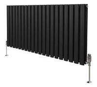 Radiateur Colonne Ovale & Robinet Thermostatique Noir 600 x 1200mm Noir G