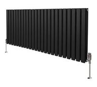 Radiateur Colonne Ovale & Robinet Thermostatique Noir 600 x 1440mm Noir G