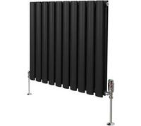 Radiateur Colonne Ovale & Robinet Thermostatique Noir 600 x 600mm Noir G